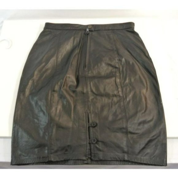 Cosa Nova Black  Leather Pencil Skirt Vintage - Picture 2 of 8